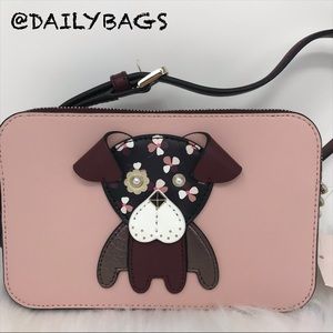 KATE SPADE DOG PUP DOUBLE ZIP CROSSBODY CHAIN